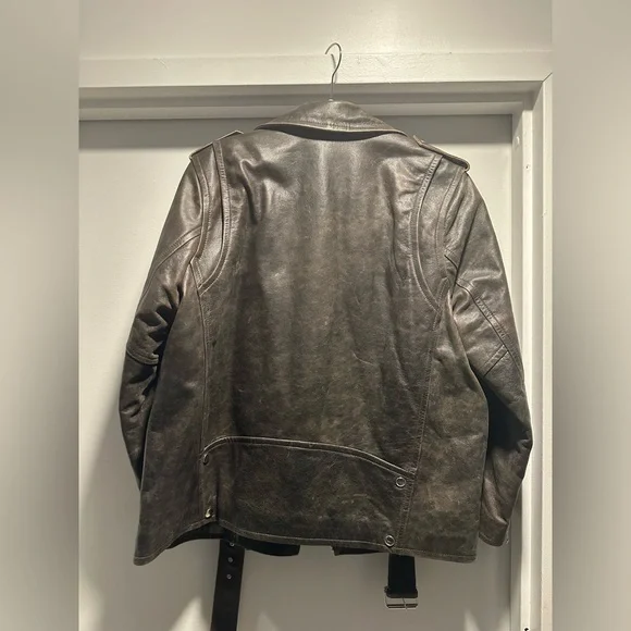 Madewell Distressed Leather Oversized Motorcycle Jacket - Picture 6 of 6